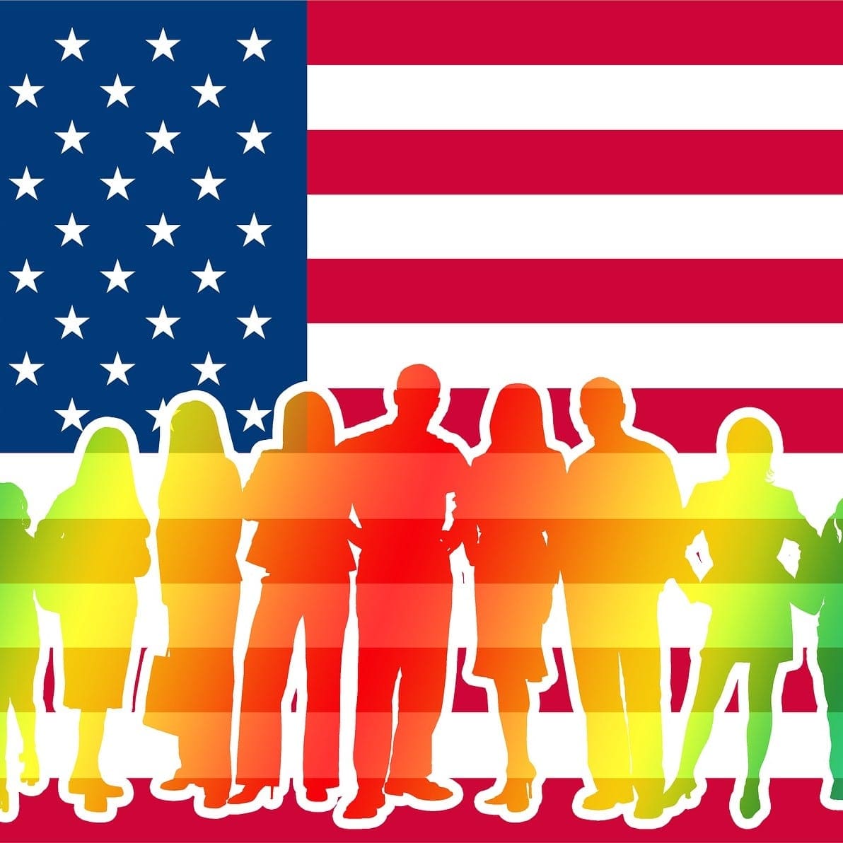 American Flag Rainbow People