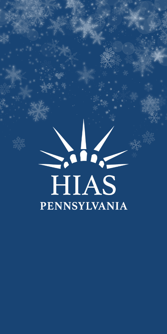 HIAS PA logo with snow falling