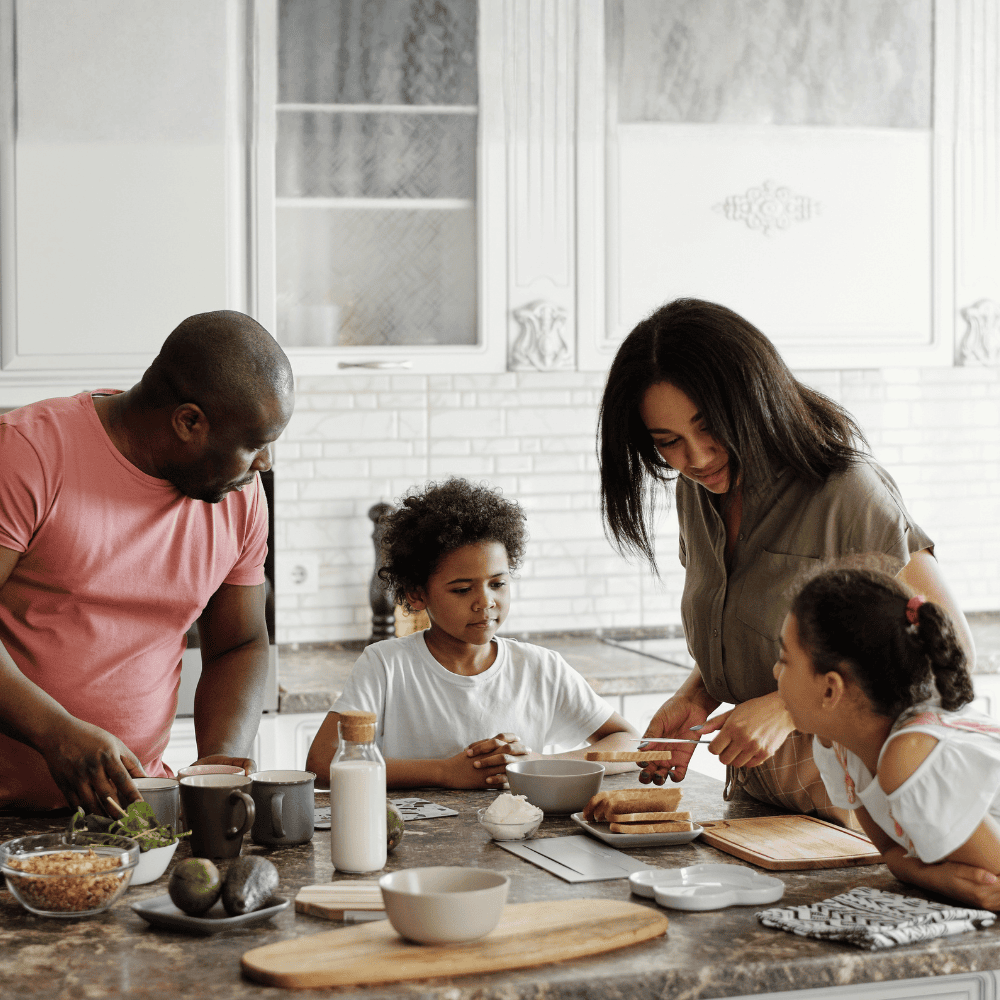 Family Preparedness Resources for Immigrants Family at kitchen island