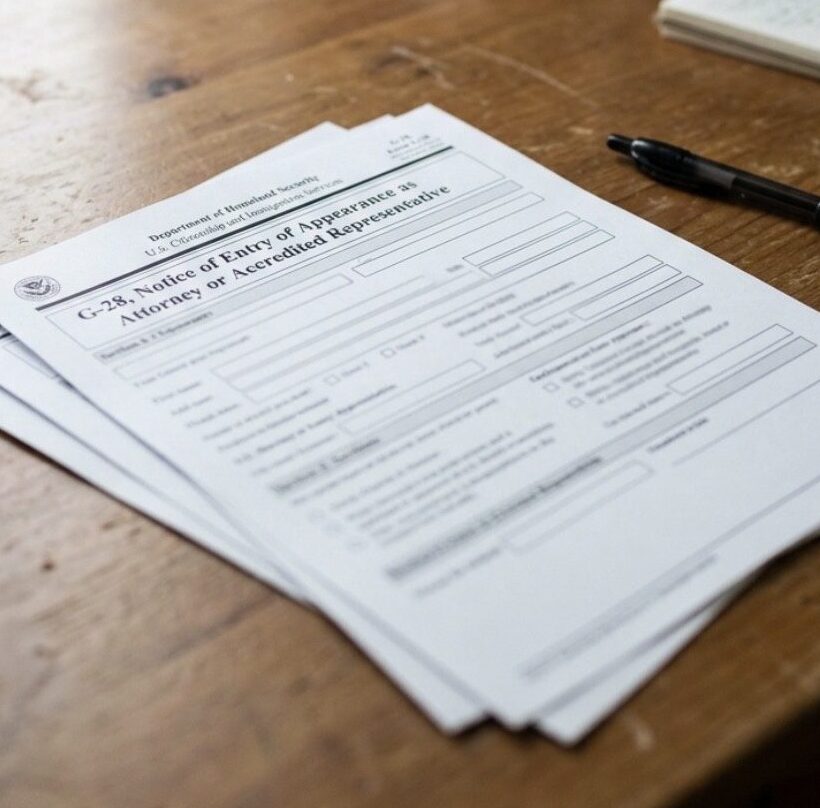 Keep Copies of Your Important Documents G-28 forms sitting on desk